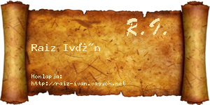 Raiz Iván névjegykártya
